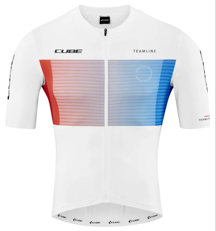 TRICOU CICLISM CUBE TEAMLINE JERSEY S/S WHITE BLUE RED Bestseller