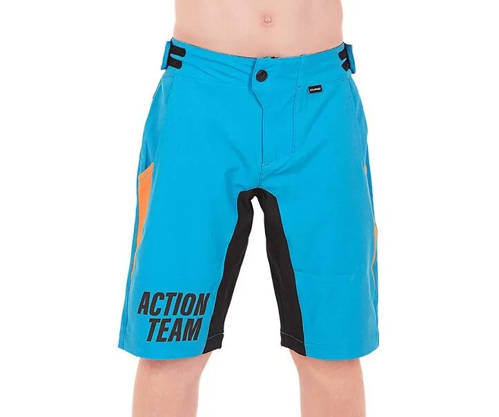 Livrare rapidă PANTALONI CUBE JUNIOR BAGGY SHORT X ACTIONTEAM BLUE ORANGE S (110/116)