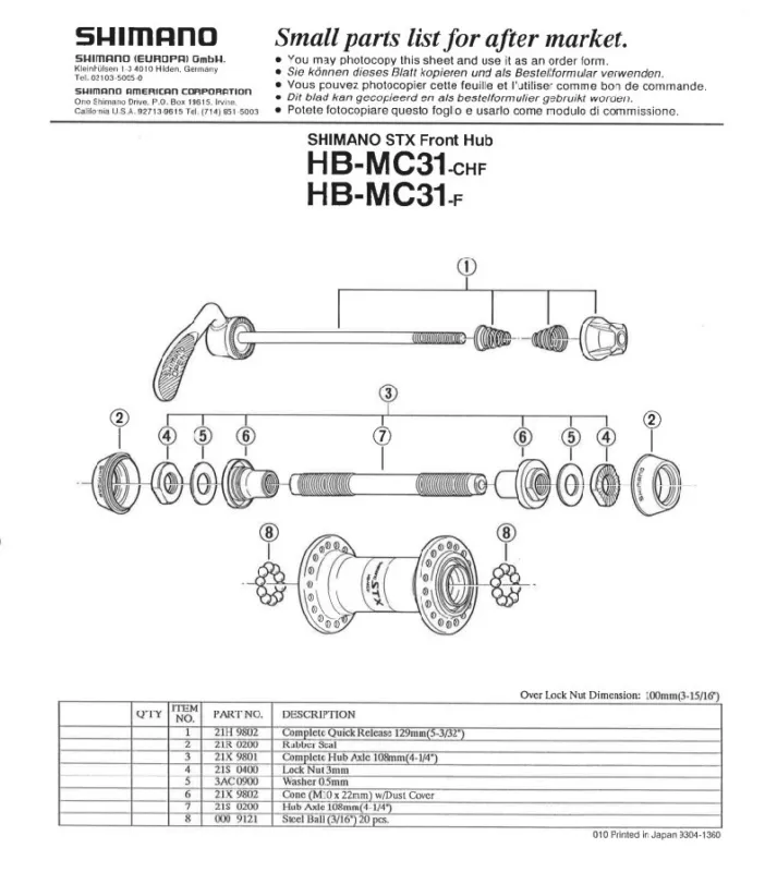 Preț promoțional CONE SHIMANO HB-MC31 M10X22MM & GARNITURA PT. PRAF