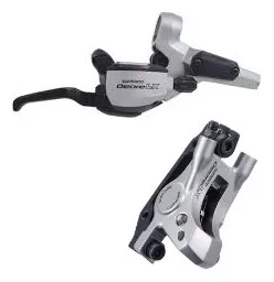 FRANA PE DISC SHIMANO SET ASAMBLAT DEORE LX ST-M585(DREAPTA) BR-M585(SPATE) CU ADAPTOR PT. STANDARD PLACUTE RESIN FARA ROTOR FURTUN SM-BH59 1450MM OLIVA SI CONECTOR SUPLIMENTARE VRAC Cumpărături sigure
