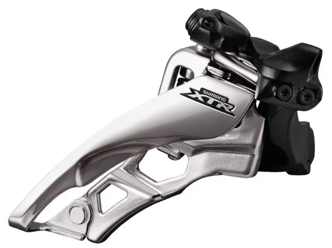 SCHIMBATOR FATA SHIMANO XTR FD-M9000-L TRIPLU PT. 11 VIT. PE SPATE LOW CLAMP SIDE SWING TRAGERE PRIN FATA COLIER 34.9MM (INCL. ADAPTOR 28.6MM & 31.8MM) UNGHI CS 66-69 AMBALAT IND. Livrare expres