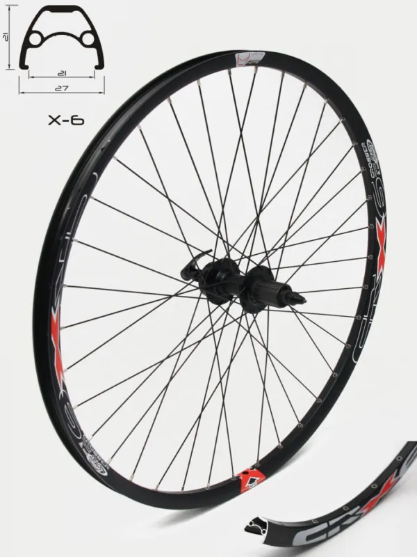 Vezi acum Roata spate CROSSER X6 36H 28" Caseta, QR - Frana disc (6 suruburi) cu butuc JoyTech | capsata
