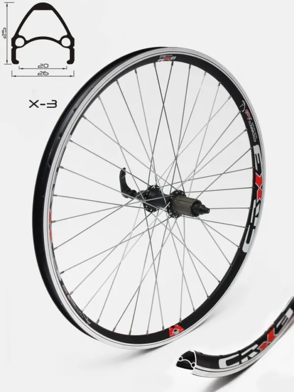 Bestseller Roata spate CROSSER X3 36H 26" Caseta, QR - Frana V-brake cu butuc JoyTech JYF362