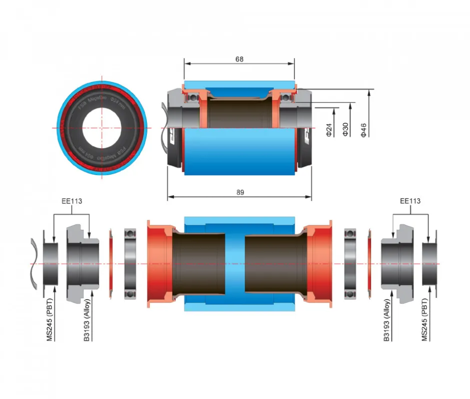 Doar azi Reductie monobloc FSA de la PF30 BB Road la M/Exo alloy CK EE113