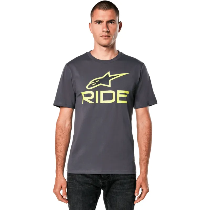 Popular Tricou Alpinestars Ride 4.0 CSF Tee Charcoal/Lime/Black S