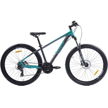 Bicicleta Pegas MTB Drumet, cadru aluminiu, marime XS, 24 viteze, manete schimbator Shimano, frane disc fata/spate, roti 27.5 inch, Turcoaz Noutate