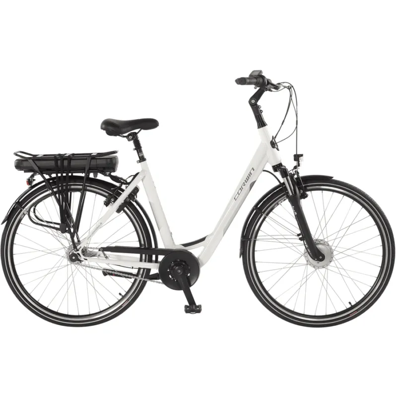 Bicicletă Electrică Corwin 28122 28” – Urban E‑Bike Complet Echipată, 530mm, Alb Transport gratuit