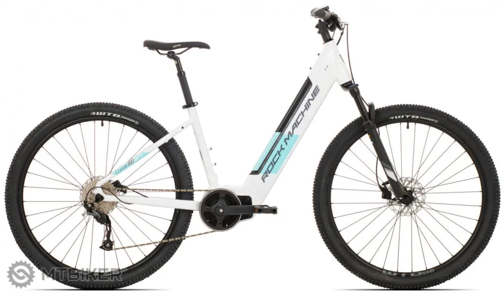 Premium Bicicletă electrică damă Rock Machine Storm INT e70 29, pearl white/light mint/dark silver výstavný kus - 17" (M)