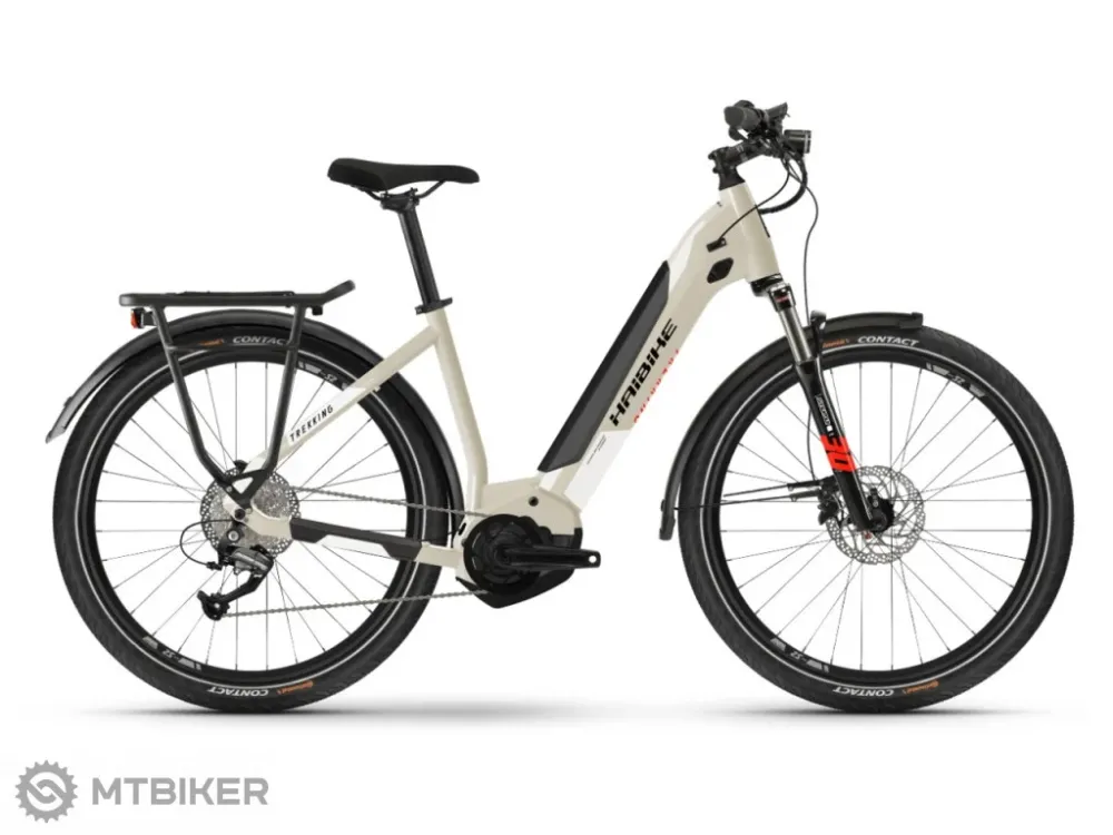 Bicicletă electrică Haibike Trekking 4 i500Wh LowStep Altus 21, deșert/alb - L Bestseller