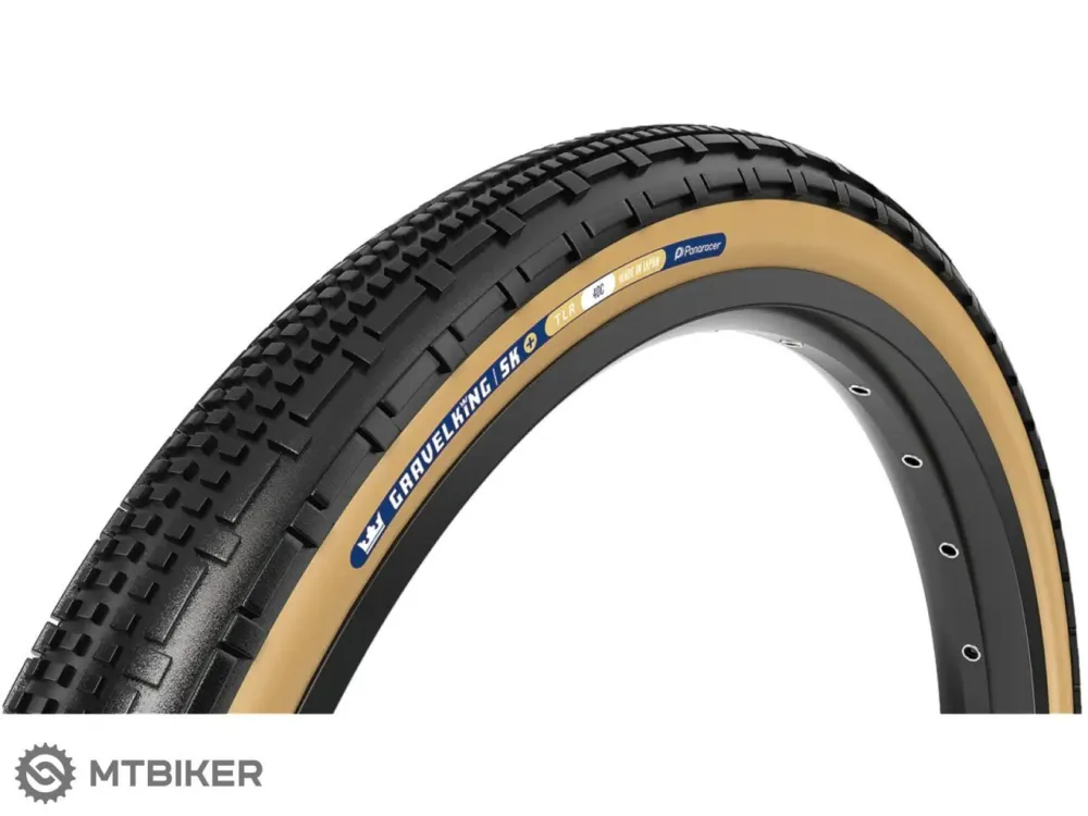 Anvelopă Panaracer Gravelking SK+ 700x50C, TLR, kevlar, negru/maro Reducere