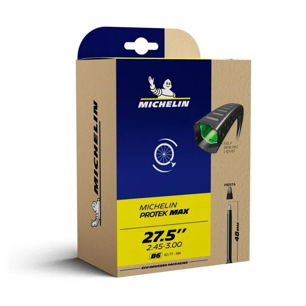 Ofertă exclusivă MICHELIN Cameră B6 PROTEK MAX 27.5x2.40/3.00 (62/77-584) FV 48mm 405g