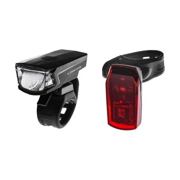 Lichidare de stoc LONGUS Set lumini SINGLE 1+1LED 2f/2f USB/baterie negru