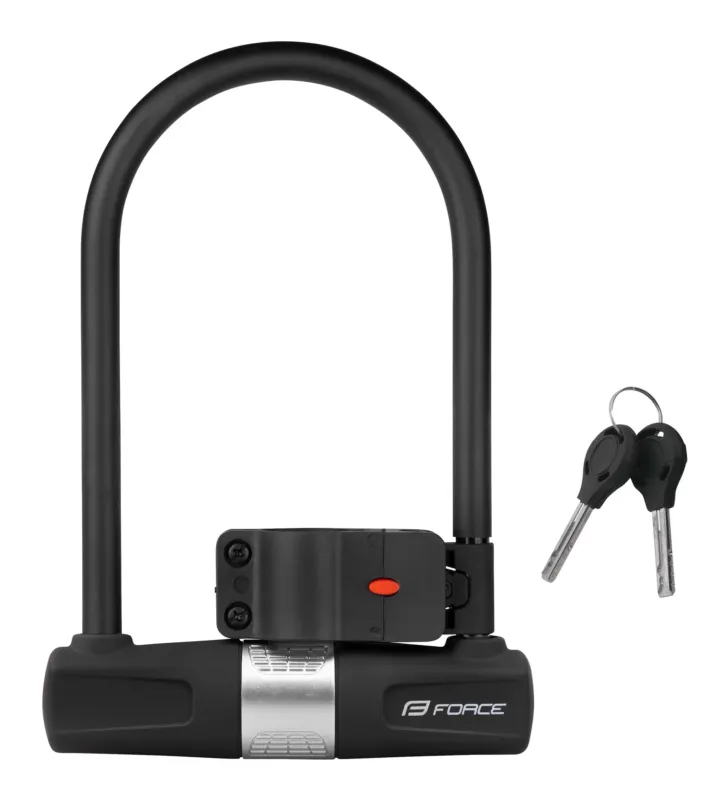 Disponibil imediat Lacat U-lock FORCE Cu suport de prindere 11.5x18.9cm Negru