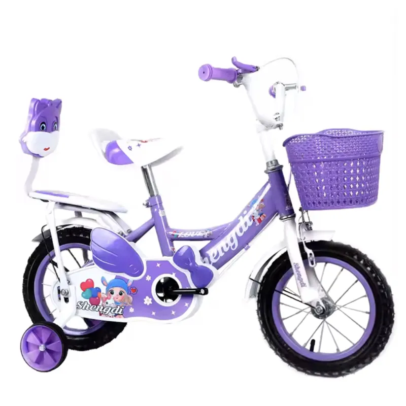 Bicicleta copii 3 - 6 ani, 14", Mov, Doua locuri, Roti ajutatoare, Frane Super ofert?
