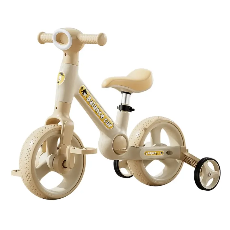 Bicicleta copii cu roti ajutatoare, 2-4 ani, 2in1, Crem, 10 inch Preferatul clien?ilor