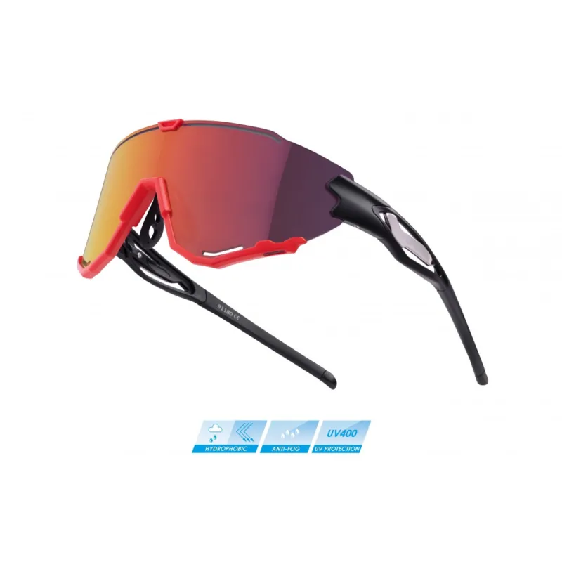 Ochelari Force Creed, lentila revo rosie, negru/rosu Reducere extra